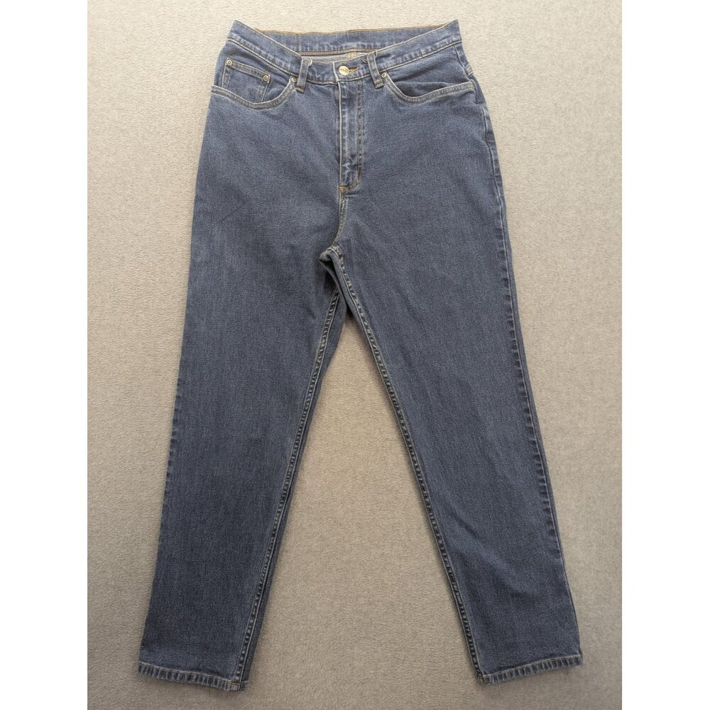 L.L.Bean Signature Jeans Womens 12 Regular Denim High Rise Tapered Leg Zip Fly